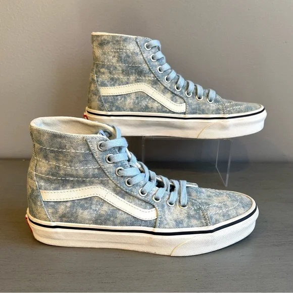 Vans SK8-Hi Tapered Denim Destroy Sneakers Women 7 Unisex Lace Up Retro Classic - Picture 6 of 13